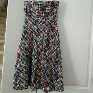 J. Crew plaid strapless dress